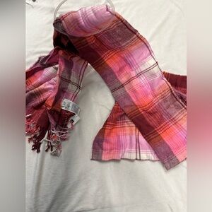 Plaid Pink and Red Scarf